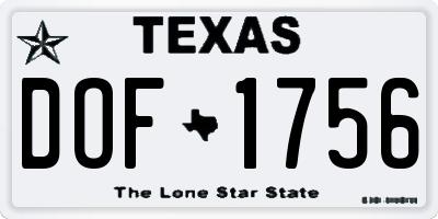 TX license plate DOF1756