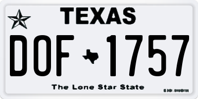 TX license plate DOF1757