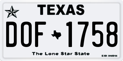 TX license plate DOF1758