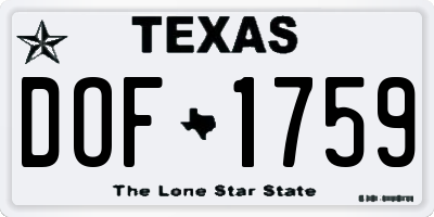 TX license plate DOF1759