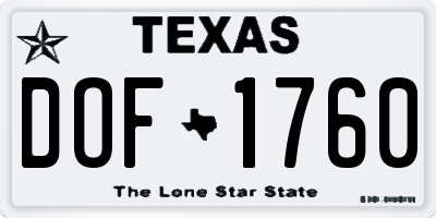 TX license plate DOF1760