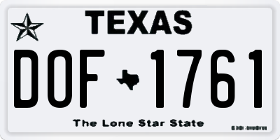 TX license plate DOF1761