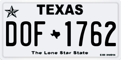 TX license plate DOF1762