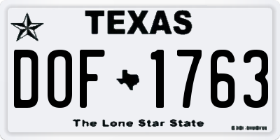 TX license plate DOF1763