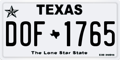 TX license plate DOF1765