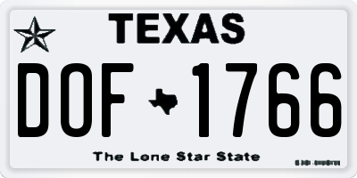 TX license plate DOF1766