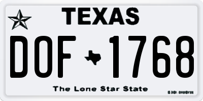 TX license plate DOF1768