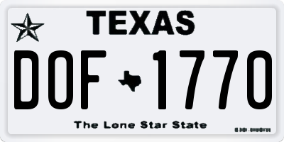 TX license plate DOF1770