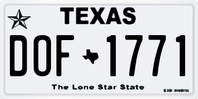 TX license plate DOF1771