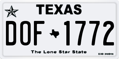 TX license plate DOF1772