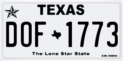 TX license plate DOF1773
