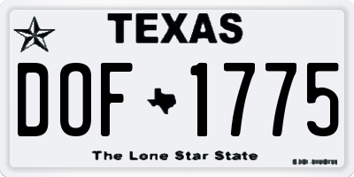 TX license plate DOF1775