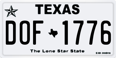 TX license plate DOF1776