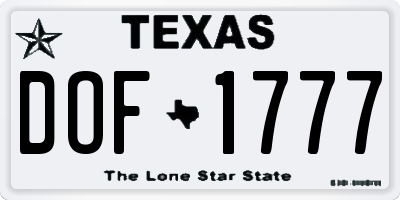 TX license plate DOF1777