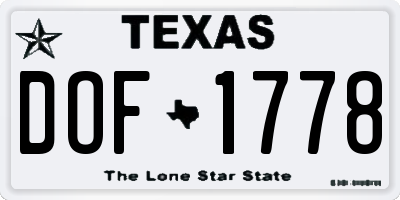 TX license plate DOF1778