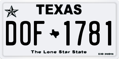 TX license plate DOF1781