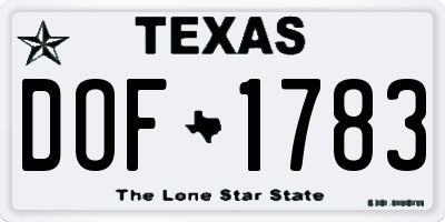 TX license plate DOF1783
