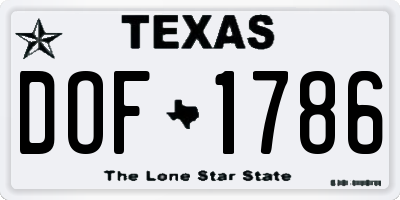 TX license plate DOF1786