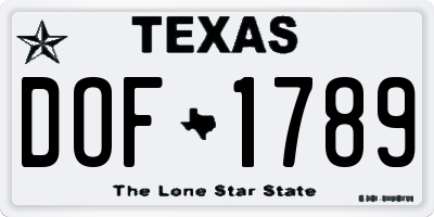 TX license plate DOF1789