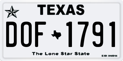 TX license plate DOF1791