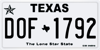 TX license plate DOF1792