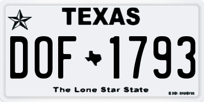 TX license plate DOF1793
