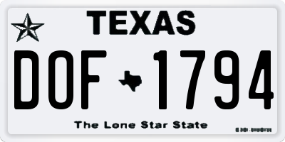 TX license plate DOF1794