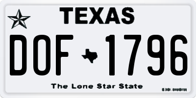 TX license plate DOF1796