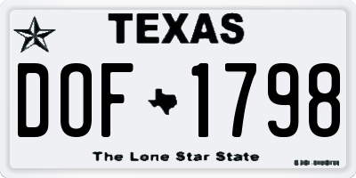 TX license plate DOF1798