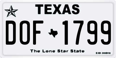 TX license plate DOF1799