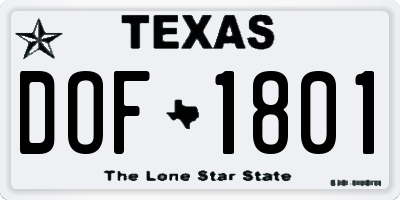 TX license plate DOF1801