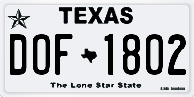 TX license plate DOF1802