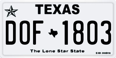 TX license plate DOF1803