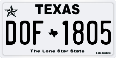 TX license plate DOF1805