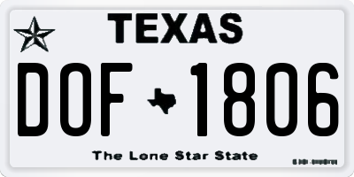 TX license plate DOF1806