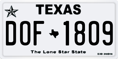 TX license plate DOF1809