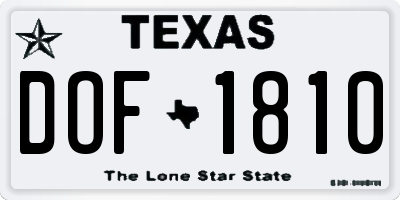 TX license plate DOF1810