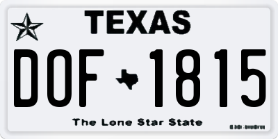 TX license plate DOF1815