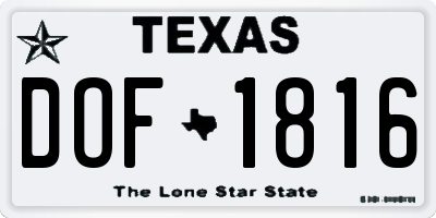 TX license plate DOF1816