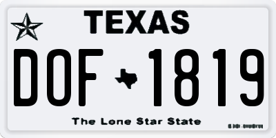 TX license plate DOF1819