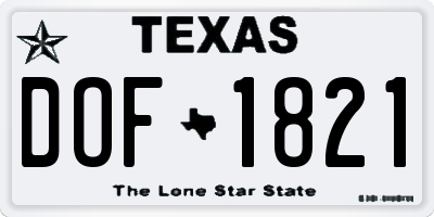 TX license plate DOF1821