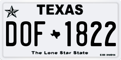 TX license plate DOF1822