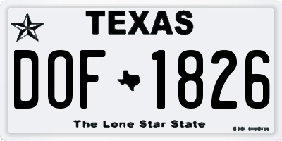 TX license plate DOF1826