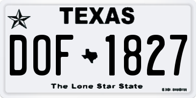 TX license plate DOF1827