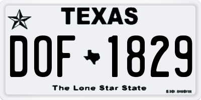 TX license plate DOF1829