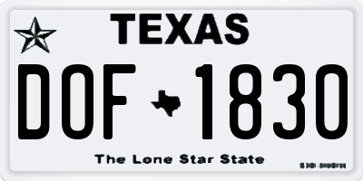 TX license plate DOF1830