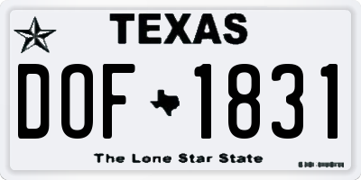 TX license plate DOF1831