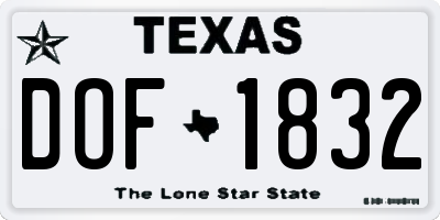 TX license plate DOF1832