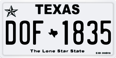 TX license plate DOF1835