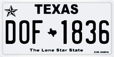 TX license plate DOF1836